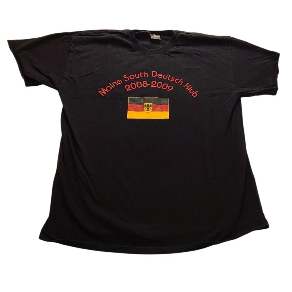 Hanes Beefy-T Maine South Deutsch Klub 2008-2009 Schnitzel Happens T-Shirt Black